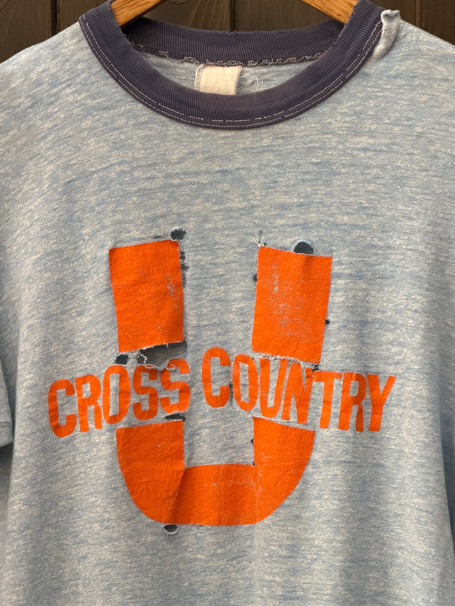 1970/80s Distressed Cross Country ringer T-shirt