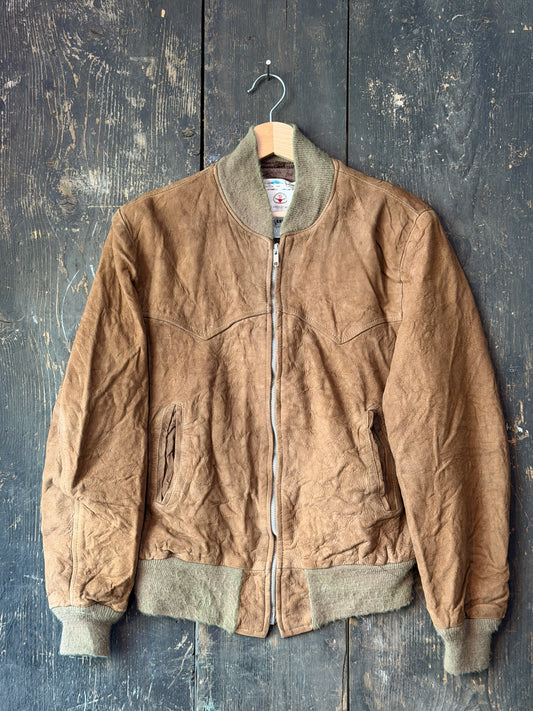 1970s Brown Suede Bomber Jacket