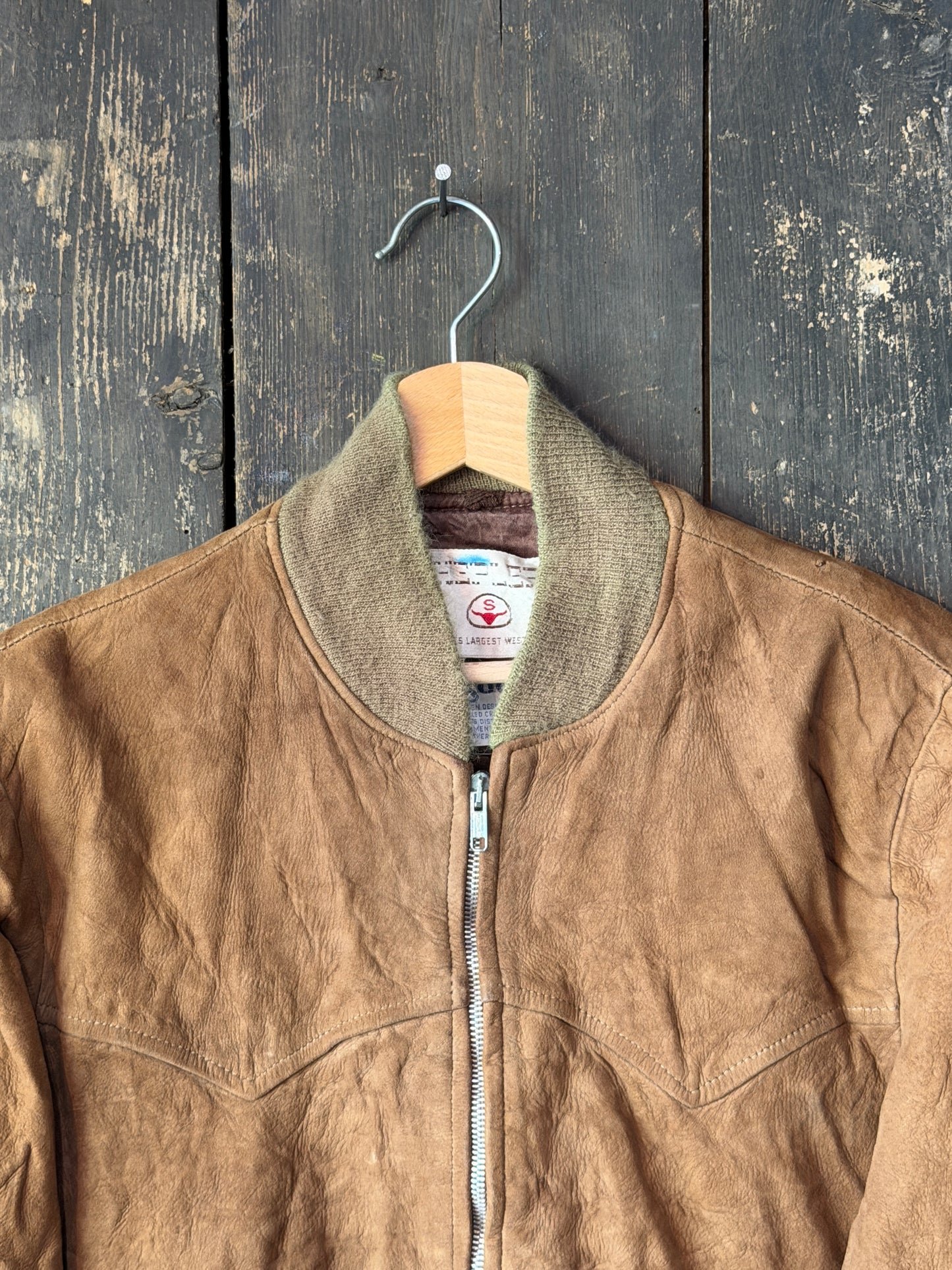1970s Brown Suede Bomber Jacket