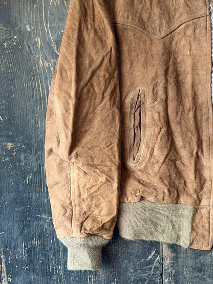 1970s Brown Suede Bomber Jacket