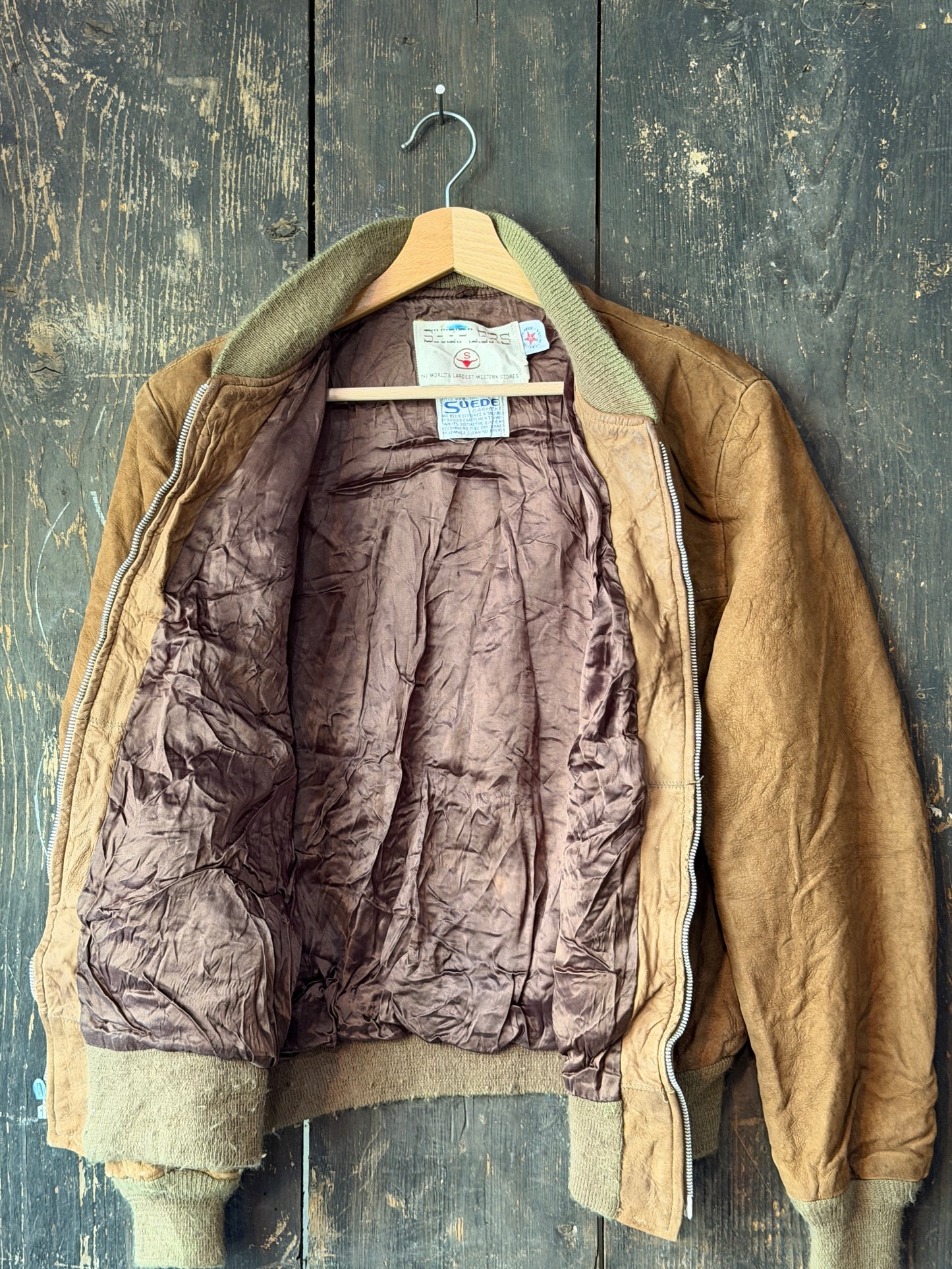 1970s Brown Suede Bomber Jacket