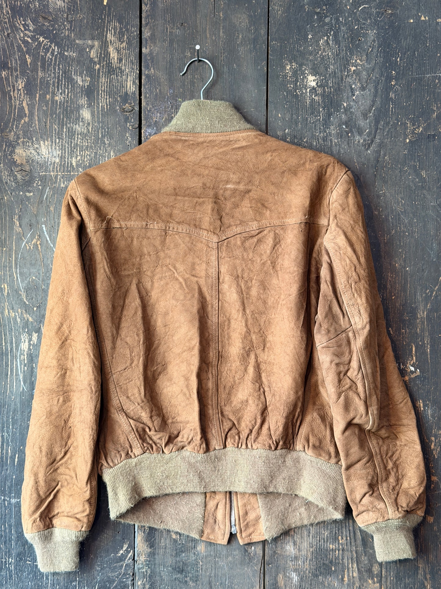 1970s Brown Suede Bomber Jacket