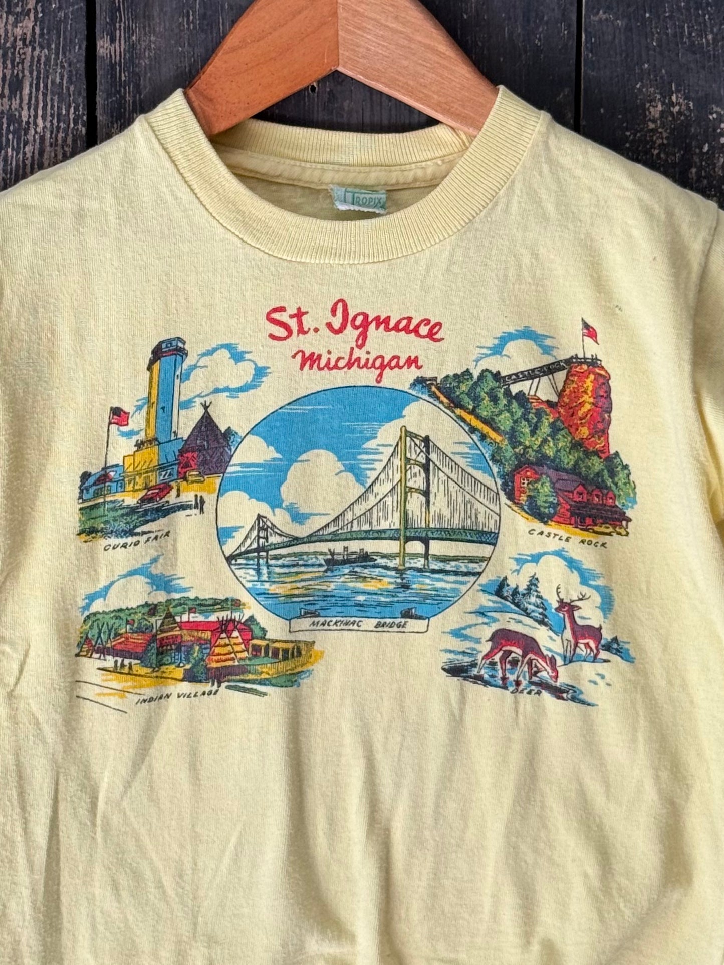 1970s St. Ignace Michigan Kids Souvenir T-shirt
